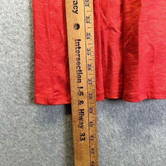 Horny Toad Women’s Size Medium Ruched Knee Length Dress coral Red Casual Stretch - Picture 9 of 10